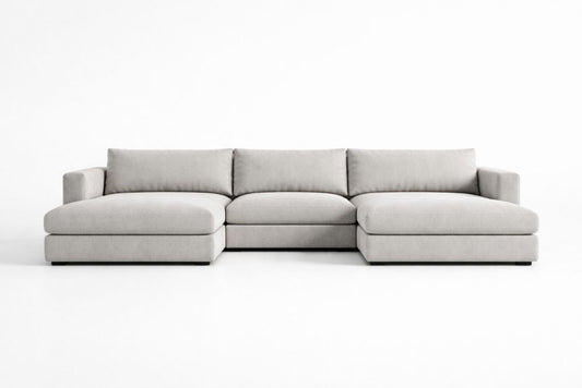 Beige Fabric Sectional Sofa